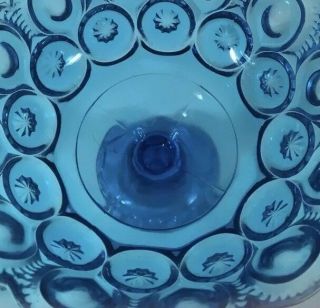 Vintage LE Smith Blue Moon and Stars Glass Compote Candy Fruit Pedestal Dish 7” 6