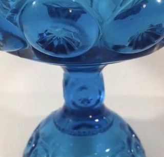 Vintage LE Smith Blue Moon and Stars Glass Compote Candy Fruit Pedestal Dish 7” 7