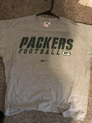 Vintage Nike White Tag Green Bay Packers T Shirt Large Gray Favre Rodgers 90s