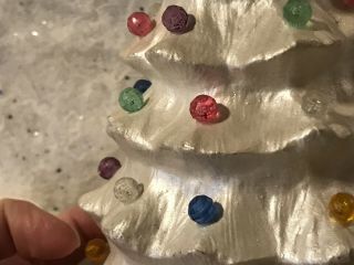 Vtg Pearl White Ceramic Holiday Lighted Christmas Tree 10 " H X 6 " W W/base