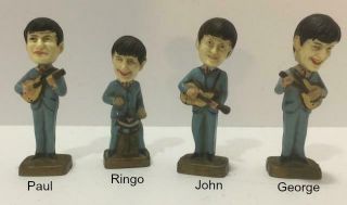 Vtg 1960s The Beatles Complete Set Of 4 Bobblehead Bobbin Nodder Dolls