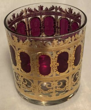 Culver Cranberry Gold Scroll Cocktail Glass Lowball Red Mcm Vtg Replacement Red
