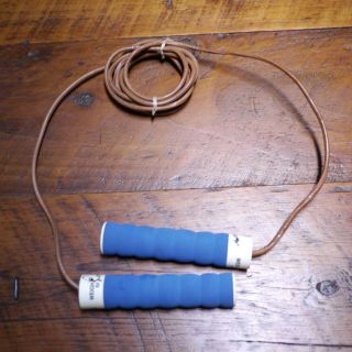Vintage All Pro Weigh To Jump Leather Jump Rope W/ Weighted Handles 8