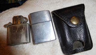 Vintage Zippo Lighter With Leather Belt Case Holder