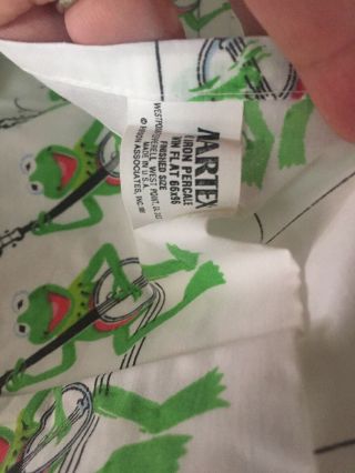 Vtg Kermit the Frog Banjo Sesame Street Full Fitted Flat 2 Pillowcases Set 5
