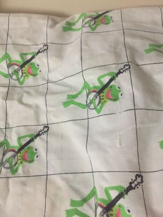 Vtg Kermit the Frog Banjo Sesame Street Full Fitted Flat 2 Pillowcases Set 7