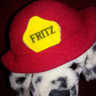 Vintage Dakin FRITZ the Dalmatian Fire Dog Black White Plush Red Helmet 1985 4