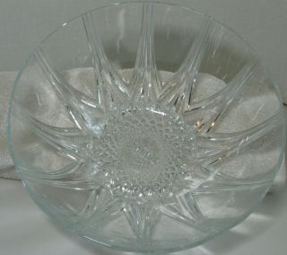 Vintage Cut Glass Fruit Salad Serving Bowl Star Pattern Large 10 Inches By 4