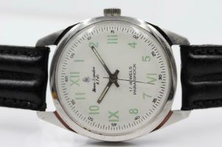 Vintage Henri Sandoz 17j Mechanical Stainless Steel White Dial Mens Wristwatch