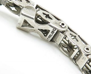 925 Silver - Vintage Filigree Detail Square Linked Chain Bracelet - B4829 3