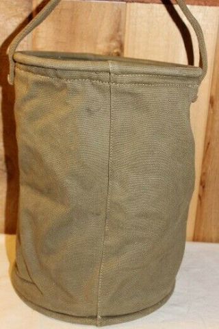 Vintage 1943 Wwii Military Collapsible Canvas Water Bucket Pail