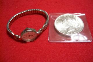 1923 Peace Silver Dollar & Ladies Vintage Helbros Watch