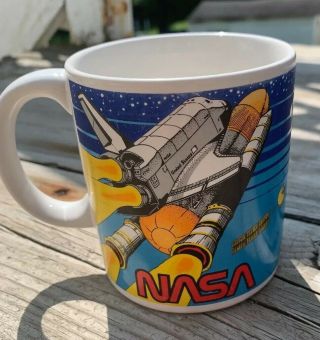 Vintage Nasa Kennedy Space Center Spaceport Usa Coffee Mug 1988