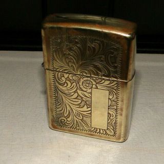 Vintage Zippo Scrollwork Brass Lighter Made In Usa In