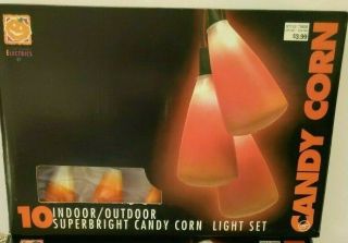 Vintage Blow Mold Candy Corn Halloween String Light Set - (1 Box Of 10 Lights)