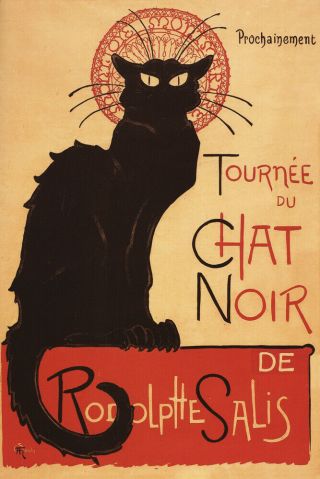 Chat Noir Cabaret Troupe Black Cat - Vintage Ad (posters,  Wood & Metal Signs)