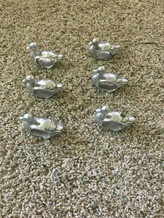 Set Of 6 Shafford Vintage Metal Duck Napkin Rings Silver Color