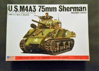 Vintage & Rare 1/48 Ww2 U.  S.  M4a3 75mm Sherman Medium Tank Model Kit