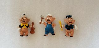 Vintage 1980s Disney Three Little Pigs Pvc Figure Set