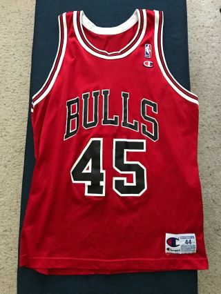 Vintage Champion Michael Jordan 45 Nba Jersey Chicago Bulls Men’s Size 44 Red