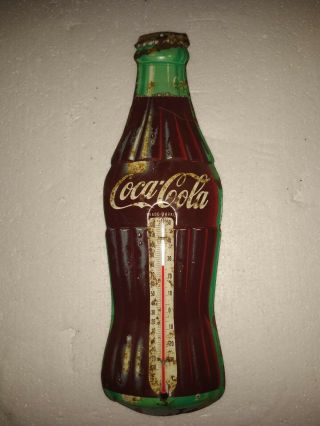 Vintage Tin Donasco Coca Cola Bottle Thermometer Sign 16 1/4 Inches Lng