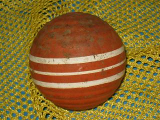 1 Vintage Orange Croquet Ribbed 3 Stripe Ball 3 1/4 " Solid 6r4