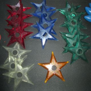 1 String Vintage C9 Christmas Lights With 19 Plastic Star Reflectors
