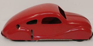 Vintage 1940’s Pressed Tin Metal Ny - Lint Toy Red Wind - Up Car