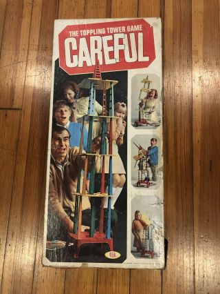 Vtg 1967 Careful The Toppling Tower Game By Ideal Toy Corp No 2900 - 9 Complete