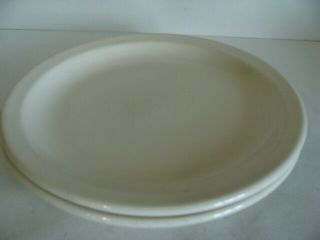 (2) Vtg Buffalo China Restaurant Ware 9.  5 " Dinner Plates Solid Ivory White
