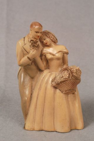 Vintage Wedding Cake Topper Victorian Bride & Groom Basket Of Flowers