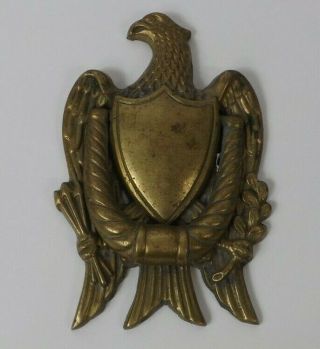 Vintage Antique Solid Brass American Eagle With Shield Door Knocker