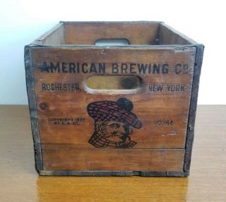 Vintage Wooden Beer Crate American Brewing Co.  Inc.  Rochester
