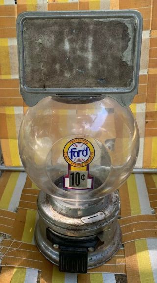 Vintage Ford Glass 10 Cent Gumball Machine Collectors Piece