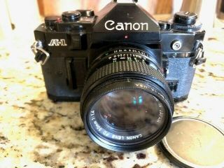 Vintage Canon A - 1 35mm Slr Camera With Canon Lens Fd 50mm,  Made In Japan
