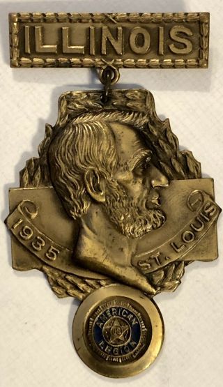 Vintage American Legion Us Medal Badge Delegate Illinois St Louis 1935
