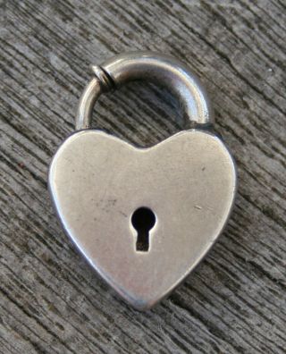 Vintage Sterling Silver Puffy Heart Padlock - Lampl Plain With Decorative Keyhole