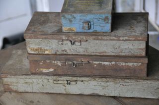 Four Metal Parts Boxes Vintage Plumbing Brass Seat,  Seals 7