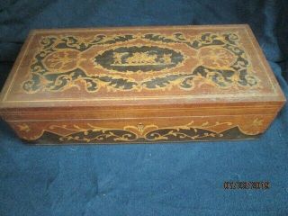 Antique/ Vintage German Wooden Box Walnut With Mahogany Inlay