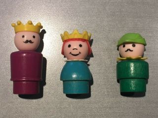 Vintage Fisher Price Little People Castle Figures,  King,  Princess And Woodsman