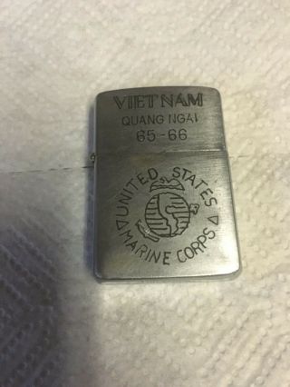 Vietnam War Zippo Lighter Usmc Quang Ngai 65 66 Vintage