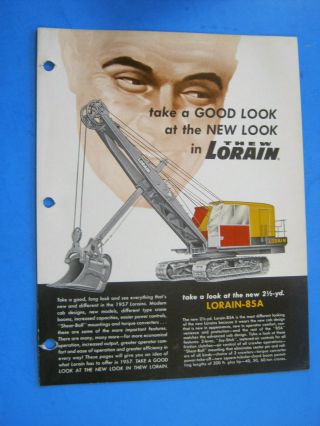 1956 Lorain Crane 85a Shovel Crawler Sales Brochure Vintage