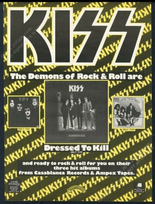 1975 Kiss Photo Dressed To Kill Album Release Vintage Trade Print Ad