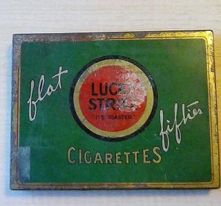 Vtg Lucky Strikes Flat Fifties Cigarettes Tin Empty Rough