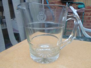 Vintage R A F / Royal Air Force Mess Pressed Glass Water Jug