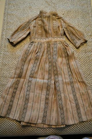 Antique 2 Pc Cotton Silk Blend Dress 18 - 20 " French Or German Bisque Head Doll