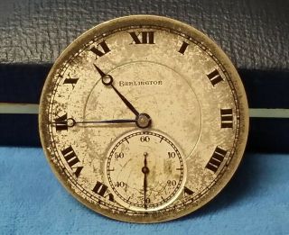Antique Pocket Watch Movement - Burlington 12s,  21 Jewels.