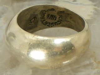 Vintage Taxco Eagle 3 Mexico Sterling Silver Plain Tapered Band Ring Sz 7