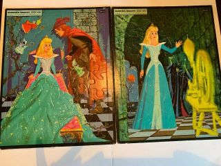 Vintage 1958 Walt Disney Sleeping Beauty 2 Picture Puzzles By Whitman Rare