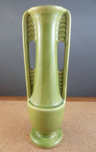 Vintage Art Deco Shawnee Pottery Bud Vase Usa 1178 Olive Green Skyscraper Vase